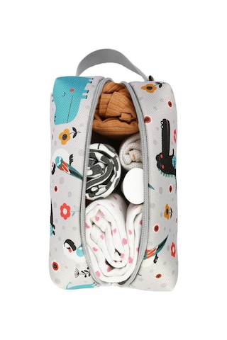 Kirli Temiz Islak Organizer Çantası Animal Bebek Çocuk Kıyafet Çamaşır Anne Makyaj Alezli Çanta