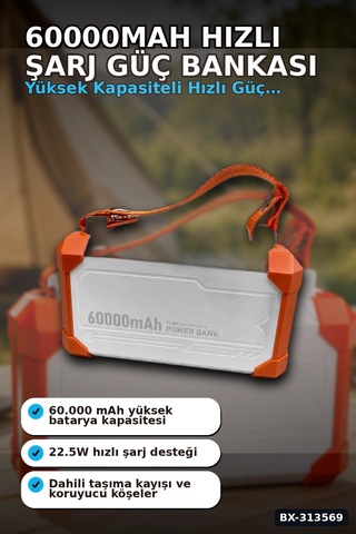 Bay Entegre Kablolu 60000mah 22.5w Hızlı Şarj Powerbank - Çoklu Usb-c Çıkışlı Güç Bankası Bx-313569 Najmaddi Standart