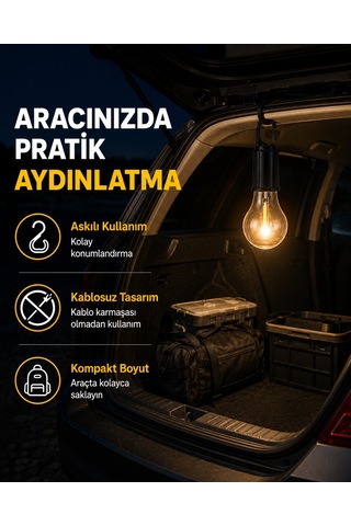 Çok Yönlü Asma Kancalı Kamp Işığı Sarı