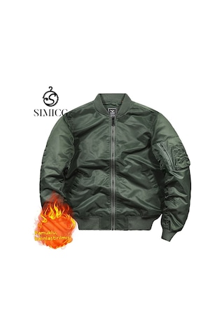 Pamuklu Dolgulu Erkek Bomber Ceket Yeşil
