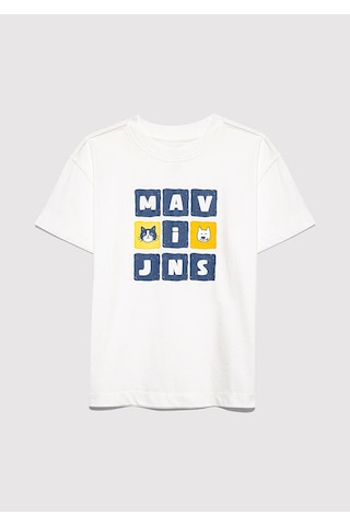 Mavi - Mavi Jeans Baskılı Beyaz Tişört 7610366-70057 Ekru