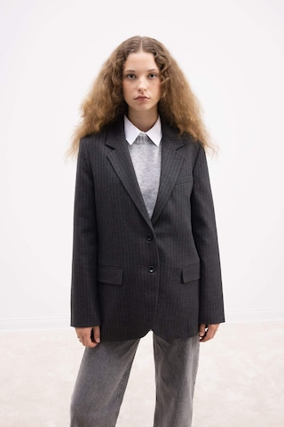 Defacto Oversize Geniş Kalıp Ceket Yaka Düğmeli Çizgili Blazer Ceket D6879ax24auar151 Antrasit