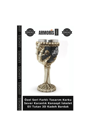 Özel Seri Farklı Tasarım Korku Sever Karanlık Konsept İskelet Eli Tutan 3d Kadeh Bardak Çok Renkli