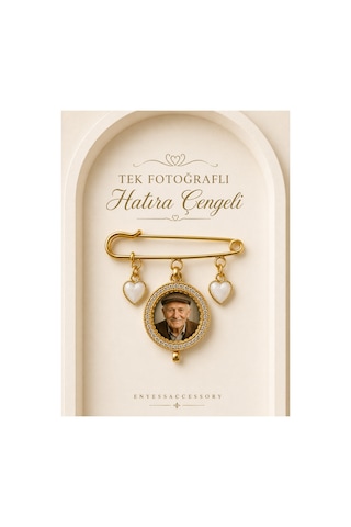 Kişiye Özel 1 Fotoğraflı Hatıra Çengeli Anı Hediyesi Altın Altın