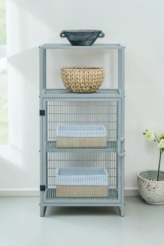 Dekoratif Bej Metal Çok Amaçlı Dolap 4 Raflı Organizer