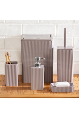 Perotti 13177 Marlon Luna 5li Çizgili Kare Banyo Seti Taupe