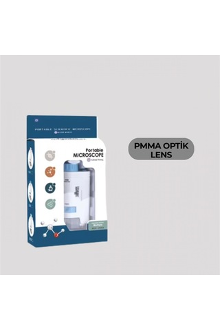 Pmma Lensli Led Aydınlatmalı 80x-200x Taşınabilir Mini Mikroskop