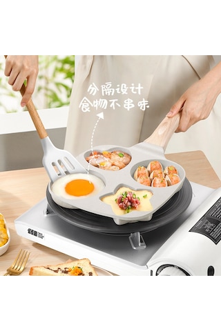 Youtek Evde Kullanıma Uygun Yüksek Kaliteli Dört Delikli Yumurta Fırıncısı - Kaynamaz Tabaka Olmayan Derinleşik Burger Ve Omlet Kalıbı Haki