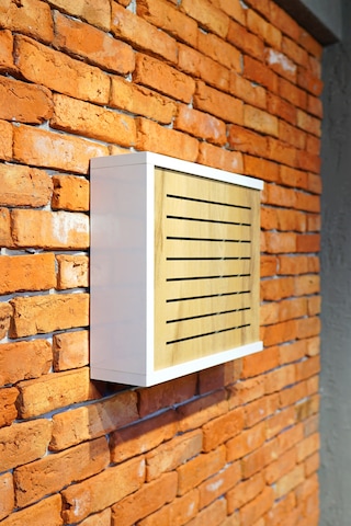 Modem Saklama Kutusu Sürgülü Yana Açılır 35 X 40 Çizgili Meşe