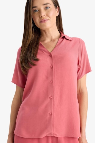 Defacto Regular Fit Kaçık Yaka Krinkıl Viskon Kısa Kollu Gömlek F5835ax25smbr275 Bordo