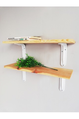 2'li Metal Ayaklı, Ahşap Kitaplık Duvar Rafı 50x11