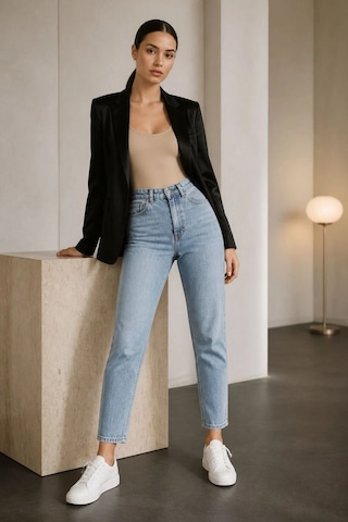 Layal My Beauty Jeannine Kadın Jeans Yüksek Bel Mom Boyfriend Dar Paça Denim Kot Pantolon Buz Mavi