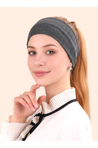 Alivascarf Kaymayan Silikonlu Bandana Bone Siyah - Kadın Tesettür Dikişsiz Kaymaz Geçme - Sportif Saç Bandı Antrasit