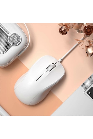 Dizüstü Bilgisayar, Masaüstü Bilgisayar Faresi Ve Usb Fare İçin Sessiz Kablolu Fare, Saf Beyaz