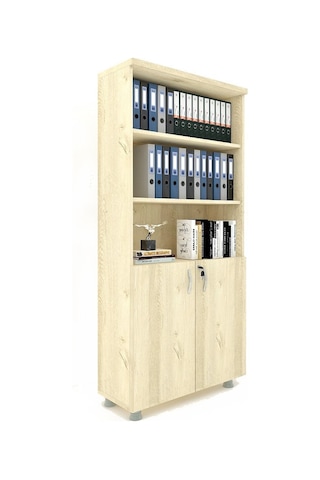 Modüler Dünyası Kapaklı Kitaplık Dosya Dolabı Meşe - 80X38X188 Meşe