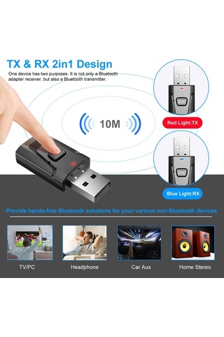 Bluetooth Alıcı Adaptörü, Bluetooth 5.0 Stereo Alıcı Eller Serbest Araç Kitleri Mini Kablosuz 3,5 Mm Aux Çıkı
