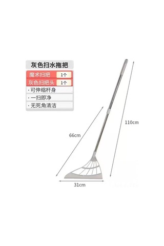 Tenfowee Ev İçin Silikon Broom - Su Silebilir, Temizleyebilir, Uzatılabilir Gövde İle Ev Temizliği Aracı Gri