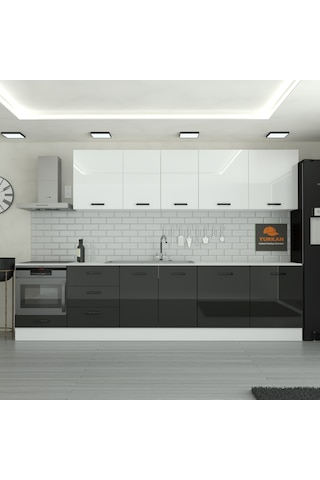 300 Cm Mutfak Dolabı Mdf Kapak Tezgah Dahil Yrkn320 99 Siyah