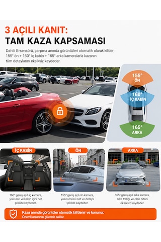 Vantrue Nexus 4 Pro S 3 Kameralı 4k Uhd Wi-fi Gps Araç Kamerası