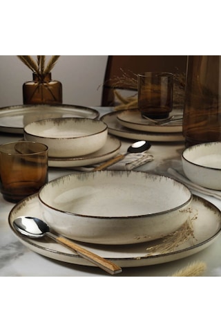 Kütahya Porselen Pearl Moderna Tarçın 24 Parça 6 Kişilik Yemek Takımı