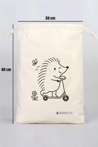 Rakerplus Tbons Özel Tasarım 30x40 Cm Ham Bez Büzgülü Ayakkabı Torbası Krem