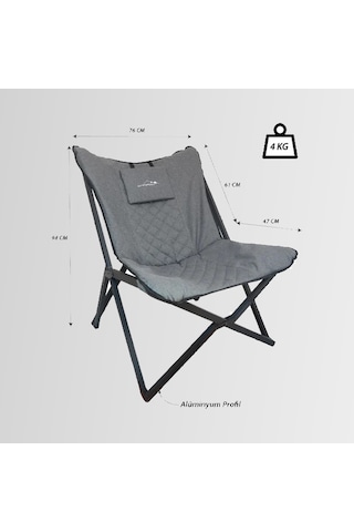 Nurgaz Campout Katlanır Abant Kamp Sandalyesi Ng C158 Gri
