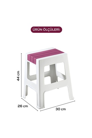 Vienev Plastik Büyük Tabure Pembe Pembe