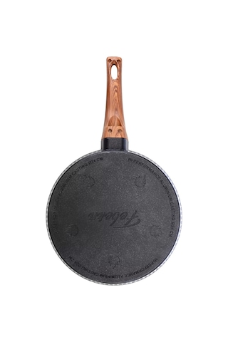 24 Cm Febern Premium Bio Granit Alüminyum Döküm Nisch Tava Siyah-koyu Ahşap Kulp