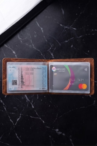 Luvo %100 Hakiki Dana Derisi El Yapımı 10 Kart Bölmeli Unisex Minimalist Cüzdan Kartlık İnce Kompakt Kağıt Para Ve Kart Bölmeli Cüzdan Taba