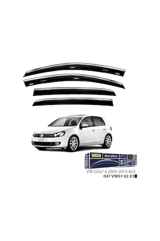Vw Golf 6 2009-2013 Kromlu Cam Rüzgarlığı Niken 4'lü Set