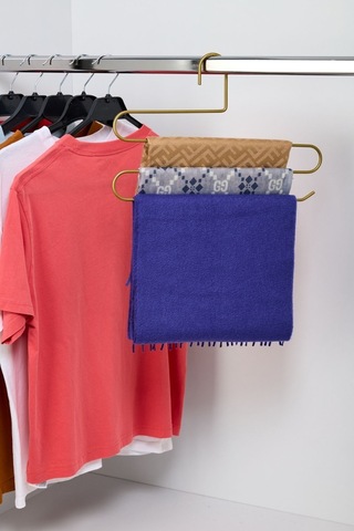 Edora Home Dolap İçi 3 Katlı Gold Pantolon Askılık - Metal Paslanmaz Gold