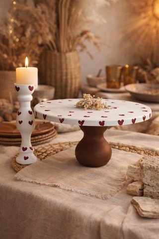 Ahşap Pasta Sunum Standı Ve Mumluk İkili Ürün Doğumgünü Seti Diğer