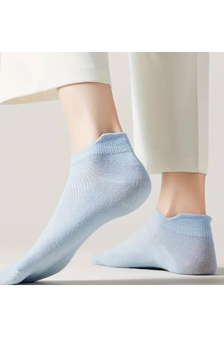 Kadın Çekçekli Pamuklu Patik Çorap 5'çift Çok Renkli