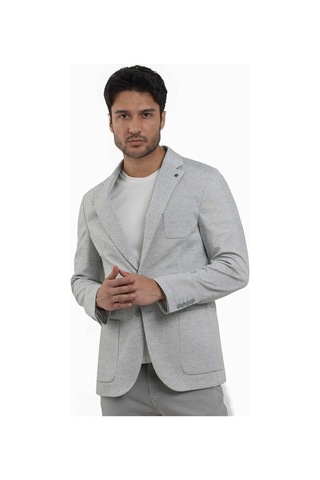 Dufy Haki Erkek Slim Fit Armürlü Mono Yaka Ceket - 104433-haki Haki