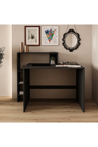 Amber Çalışma Masası Raflı, Modern Bilgisayar Masası Antrasit