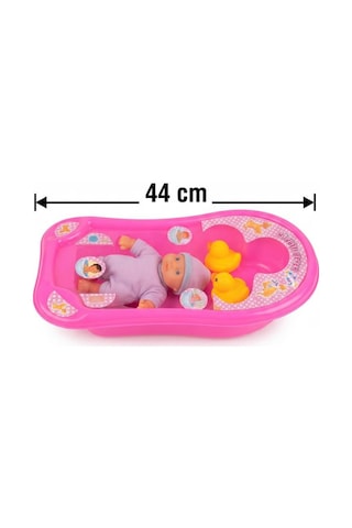 Küvetli Bebek Banyo Seti 25 Cm Oyuncak Bebek Ve Küvet Aksesuarlı Tam Set Sarı