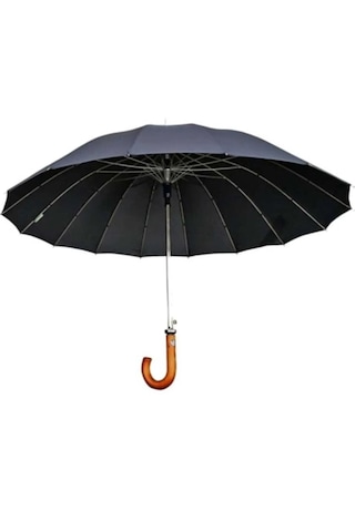 16 Çelik Telli Premium Lüx Erkek Protokol Ahşap Saplı Baston Şems Siyah