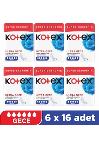 Kotex Ultra Quadro Süper Gece 6 x 16'lı