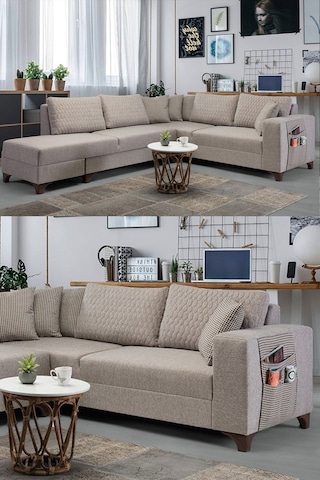 Loft Köşe Koltuk Takımı Krem Krem