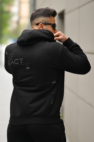 Tommy Life Erkek Kapüşonlu Cepli Sweatshirt 88010 Siyah