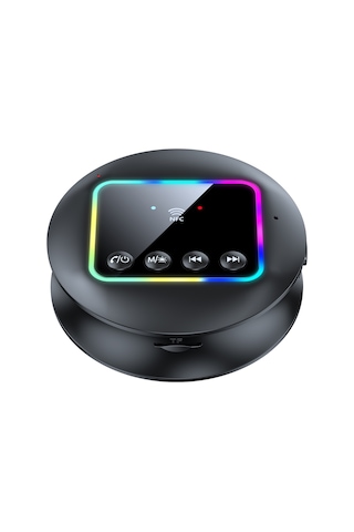 Lemestar Gt77 Bluetooth 5.4 Çift Fonksiyonlu Alıcı/gönderici: Nfc Hızlı Bağlantı, Rgb Işık, Tf Kart Desteği, Mikrofonlu, 3.5mm Aux+2rca, Siyah