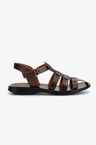 Valmenti Erkek Hakiki Deri Kahverengi Düz Sandalet 1152 019 Erk Sndlt Y25 Marrone Kahverengi