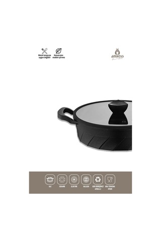 Vento 7 Parça Döküm Titanyum Kaplama Tencere Tava Seti Siyah Siyah