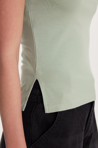 Tudors Kadın Modal Kumaş Slim Fit Dar Kesim Bisiklet Yaka Düz Basic Mint Bluz-34412 MİNT