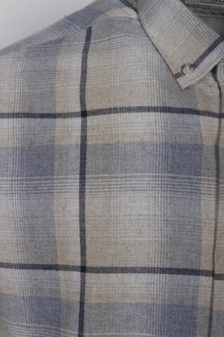 Erkek Gömlek Bej Uzun Kol Ekose Kareli Flanel Yün Tuşeli Slim Fit Düğmeli Yaka Shirt Ncs Jeans 7269-bej Bej