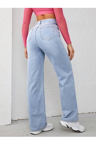 Straight Kadın Denim Pantolon Açık Yıkamalı Mavi