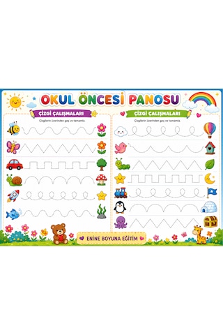 Okul Öncesi Panosu Spiralli Büyük Boy Kitap A3 Boyut Silinebilir Kalem İlaveli
