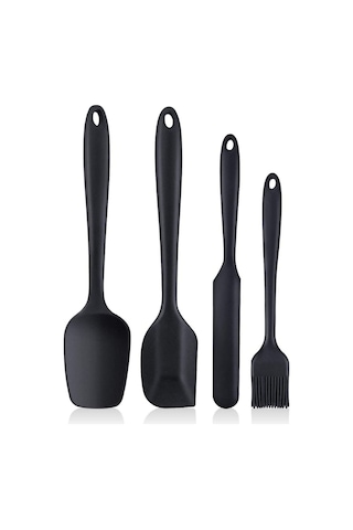 4 Parça Büyük Boy Silikon Yumurta Fırçası Kaşık Bıçak Spatula Seti Isıya Dayanıklı