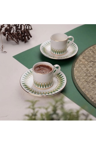 Porser Palm 4 Parça Kahve Fincan Takımı Yeşil