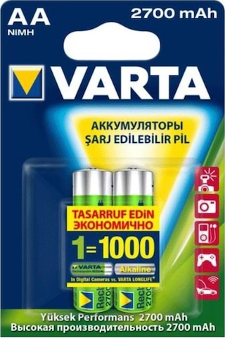Varta 2700 mAh AA Ni-MH Şarj Edilebilir Kalem Pil 2 x 2'li